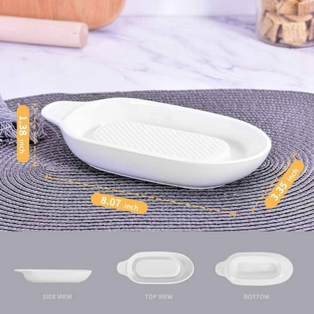 2X Porcelain Grater Plate for Ginger Garlic and Onion for Kitchen