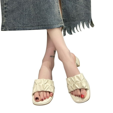 ZIZOCWA Elegant Slippers Women Simple Flat Bottom Fashion Sandals Pu Leather Pleated Non Slip Slipper Ladies Casual Square Heels Sandals White Size7
ZIZOCWA Elegant Slippers Women Simple Flat Bottom Fashion Sandals Pu Leather Pleated Non Slip Slipper Ladies Casual Square Heels Sandals White Size7