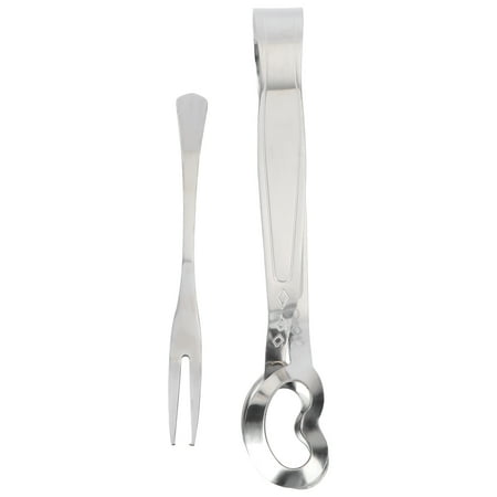 2pcs Stainless Steel Food Clip Escargot Fork Clip Snail Tong Utensils Tableware for Home Restaurant Hotel (Fork and Clip )