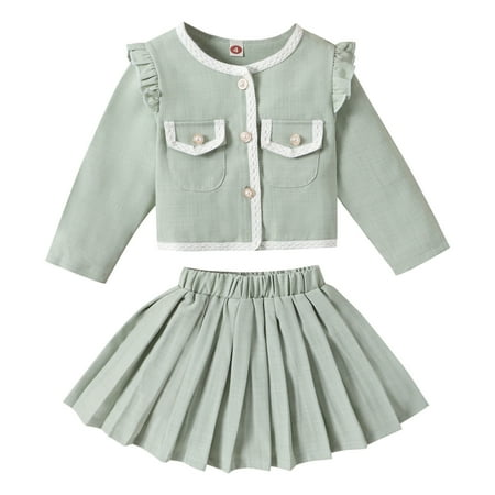 Girl s 2 Piece Outfits Floral Print Sleeveless Green Toddler Girls Long Sleeve Solid Color Ruffles Coat Pleated Skirt Two Piece Outfits Set For Kids Clothes 3-4 Years
Girl s 2 Piece Outfits Floral Print Sleeveless Green Toddler Girls Long Sleeve Solid Color Ruffles Coat Pleated Skirt Two Piece Outfits Set For Kids Clothes 3-4 Years