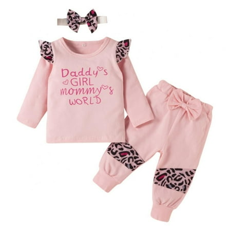3 PCS Newborn Baby Girl Outfits Infant Letter Print Long Sleeve Ruffle Sweatshirt+Patchwork Leopard Pants+Headband Infant Clothes 0-2T
3 PCS Newborn Baby Girl Outfits Infant Letter Print Long Sleeve Ruffle Sweatshirt+Patchwork Leopard Pants+Headband Infant Clothes 0-2T
