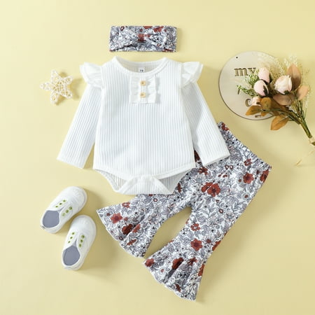 Hunpta Toddler Girls Long Sleeve Print Ribbed Tops Flower Pants Headbands Newborn Outfits 3PCS Outfits Clothes Set
Hunpta Toddler Girls Long Sleeve Print Ribbed Tops Flower Pants Headbands Newborn Outfits 3PCS Outfits Clothes Set