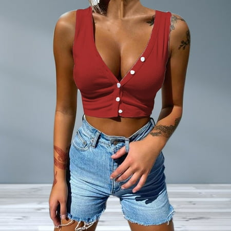 CYMMPU Women Clothing Women s Cropped Tank Sexy Bustier Sleeveless Streetwear Cami Vest Slim Fit Crop Tops Summer Shirts Round Neck Tank Red
CYMMPU Women Clothing Women s Cropped Tank Sexy Bustier Sleeveless Streetwear Cami Vest Slim Fit Crop Tops Summer Shirts Round Neck Tank Red