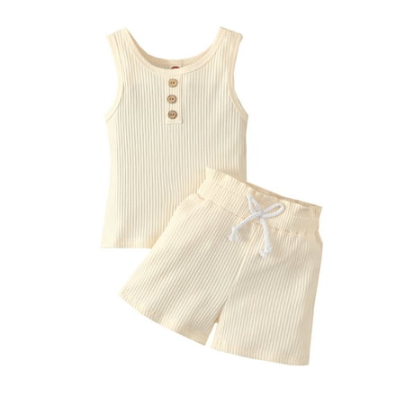 jaweiw Infant Baby 2PCS Summer Outfits Boy Girls Rib Knit Button Tank Sleeveless Tops + Shorts
jaweiw Infant Baby 2PCS Summer Outfits Boy Girls Rib Knit Button Tank Sleeveless Tops + Shorts