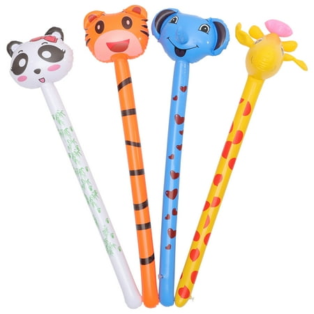 NUOLUX 4Pcs Inflatable Animal Stick Toys Creative Animal Balloons Kids Inflatable Toys