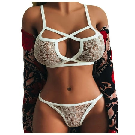Knosfe Women Lingerie Set Lace Bra and Panty Set Sexy Babydoll S