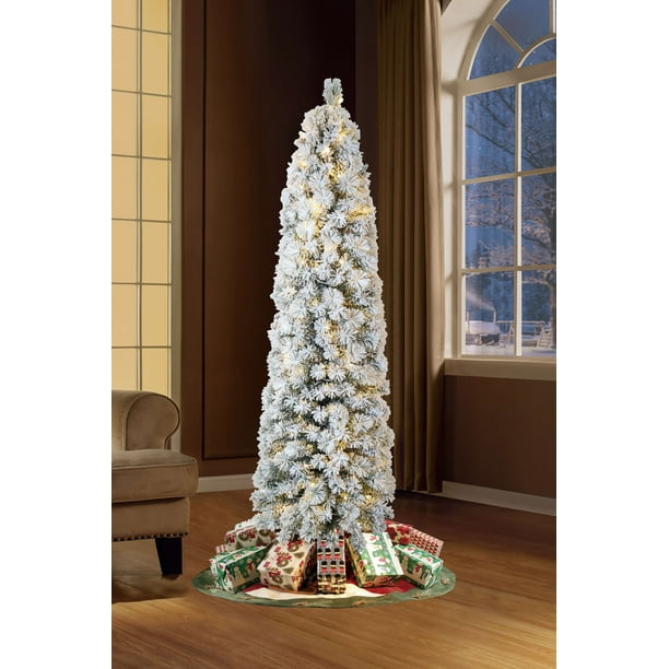 7 ft Pre-Lit Flocked Colorado Artificial Christmas Tree with 190 Warm White LED Lights, by Holiday Time