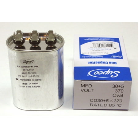 Supco CD30+5X370 Supco CD30+5X370 HVAC Motor Oval Dual Run Capacitor 30 + 5 MFD 370 Volts
