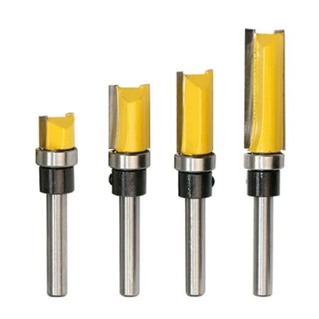 Thinsont 4pcs Mill Router Bit Set 1/4 Shank Milling bit Straight End Milling Trimmer Alloy Woodworking tool No.02