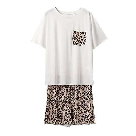 Pajamas Set for Women 2 Piece Lounge Set Short Sleeve Tops and Shorts Leopard Nightwear Casual Outfits Sleepwear
Pajamas Set for Women 2 Piece Lounge Set Short Sleeve Tops and Shorts Leopard Nightwear Casual Outfits Sleepwear