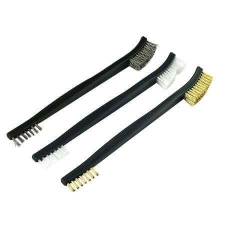 3pcs 7 Inch Double-head Stainless Steel Wire Brush Handle Brass Cleaning Tool Home Kitchen Cleaning Brush