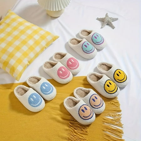 Cute Cartoon Happy Face Soft Cozy House Slippers For Girls Anti-skid Slip-on Shoes For Indoor Home Autumn And Winter
Cute Cartoon Happy Face Soft Cozy House Slippers For Girls Anti-skid Slip-on Shoes For Indoor Home Autumn And Winter
