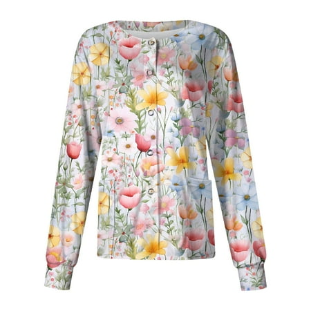 Taymeis Women s Scrub Jackets Long Sleeve Nursing Working Uniform Floral Pattern Scrub Top Crew Neck Snap Front Jackets with Pockets Pink M
Taymeis Women s Scrub Jackets Long Sleeve Nursing Working Uniform Floral Pattern Scrub Top Crew Neck Snap Front Jackets with Pockets Pink M