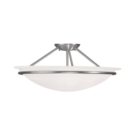 Semi Flush Mounts 3 Light With White Alabaster Steel Drum Brushed Nickel size 20 in 225 Watts - World of Crystal
Semi Flush Mounts 3 Light With White Alabaster Steel Drum Brushed Nickel size 20 in 225 Watts - World of Crystal