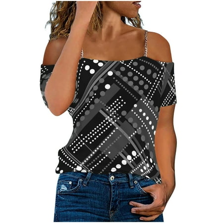 Women s Tops Sexy Off Shoulder Straps Short Sleeve T-shirts Summer Loose Fit Print Casual Tees Shirts Blouses
Women s Tops Sexy Off Shoulder Straps Short Sleeve T-shirts Summer Loose Fit Print Casual Tees Shirts Blouses