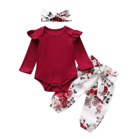 Lazybaby Newborn Infant Baby Girl Outfit Long Sleeve Ribbed Romper Long Floral Pant Hair Band Set
Lazybaby Newborn Infant Baby Girl Outfit Long Sleeve Ribbed Romper Long Floral Pant Hair Band Set