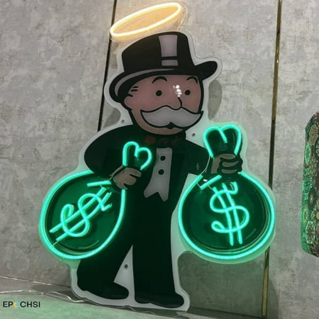 Dollar Man Neon Sign 24 x 18 inches Wall Decor For Gaming Rooms Home Restaurant Bar Pub With Dimmable Switch And Power Adapter in Green Warm White Color
Dollar Man Neon Sign 24 x 18 inches Wall Decor For Gaming Rooms Home Restaurant Bar Pub With Dimmable Switch And Power Adapter in Green Warm White Color