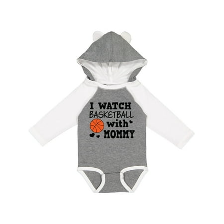 Inktastic I Watch Basketball with Mommy Gift Baby Boy Long Sleeve Bodysuit