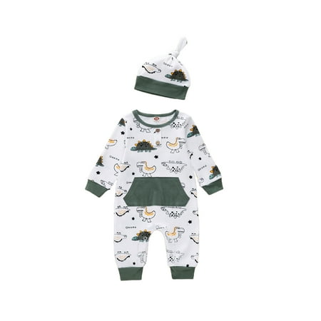 Yinyinxull Newborn Baby Girls Boys Romper Cartoon Dinosaur Printed Long Sleeve Jumpsuit Hats 2Pcs Clothes Green White 12-18 Months
Yinyinxull Newborn Baby Girls Boys Romper Cartoon Dinosaur Printed Long Sleeve Jumpsuit Hats 2Pcs Clothes Green White 12-18 Months