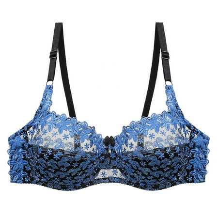 Womens See-Through 1/2 Cup Full Lace Bra Sheer Bralette Ultra-thin Lingerie