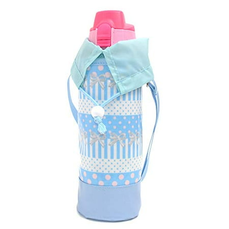 Water Bottle Cover Large Shoulder Bewitched by Polka Dots and Lace Ribbon (Light Blue) N7309310