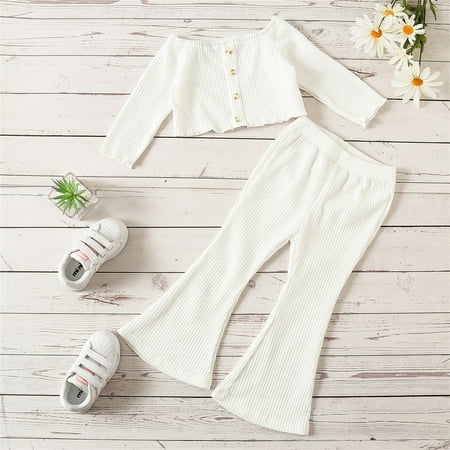 FZM Christmas Toddler Kids Children Baby Girls Long Sleeve Solid Ribbed Horizontal Neck Tops Blouse Bell Bottomed Pants Trousers 2PCS Outfit Set Clothes
FZM Christmas Toddler Kids Children Baby Girls Long Sleeve Solid Ribbed Horizontal Neck Tops Blouse Bell Bottomed Pants Trousers 2PCS Outfit Set Clothes