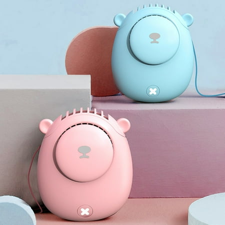 Hariumiu Summer Outdoor Portable Bear Shaped USB Neckband Handheld Air Cooling Fan - Durable Convenient Quiet Three-Gear Wind Adjustment & Ideal for Personal Cooling