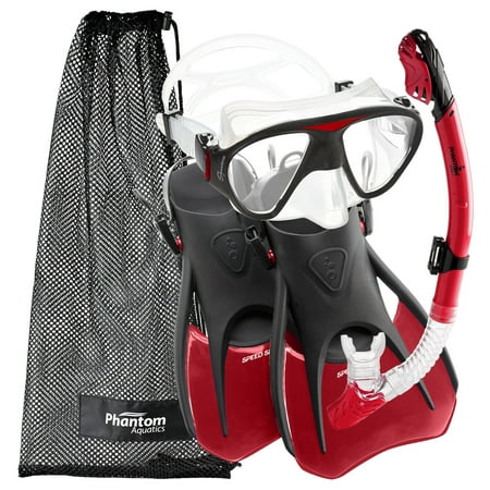 Phantom Aquatics Adult Signature Mask Fin Snorkel Set with Net Bag