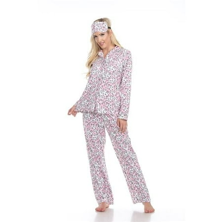 3610-12-M Grey Cheetah Three-Piece Pajama Set - Medium
