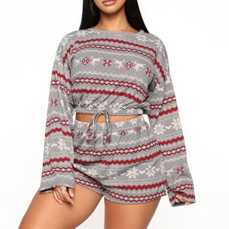 Musuos 2 Pcs Lady s Christmas Pajamas Set Long Sleeve Casual Pullover Loose Shorts
Musuos 2 Pcs Lady s Christmas Pajamas Set Long Sleeve Casual Pullover Loose Shorts