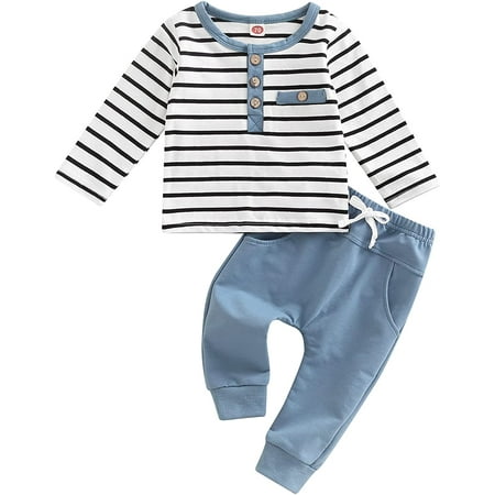 PIKADINGNIS Toddler Baby Boys Fall Winter Outfits Long Sleeve Striped T-Shirt Tops Solid Drawstring Pants Infant 2Pcs Clothes Set
PIKADINGNIS Toddler Baby Boys Fall Winter Outfits Long Sleeve Striped T-Shirt Tops Solid Drawstring Pants Infant 2Pcs Clothes Set