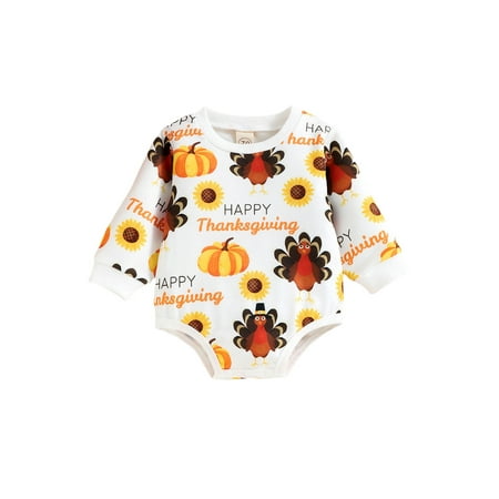 FOCUSNORM Baby Infant Romper Thanksgiving Day Turkey Leaf Pumpkin Print Long Sleeve Bodysuit
FOCUSNORM Baby Infant Romper Thanksgiving Day Turkey Leaf Pumpkin Print Long Sleeve Bodysuit