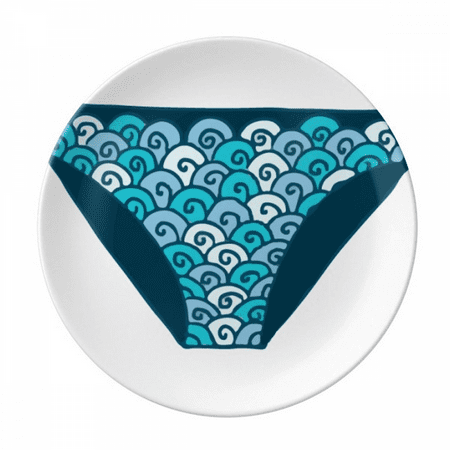 Blue Swimng Trunks Illustration Pattern Plate Decorative Porcelain Salver Tableware Dinner Dish