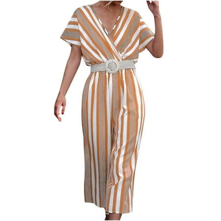 Usmixi Womens Jumpsuits Loose Baggy Lightweight Comfy Long Jumpsuits Overalls with Pocket Trendy Striped Print V-Neck Short Sleeve Maxi Summer Rompers Yellow m
Usmixi Womens Jumpsuits Loose Baggy Lightweight Comfy Long Jumpsuits Overalls with Pocket Trendy Striped Print V-Neck Short Sleeve Maxi Summer Rompers Yellow m