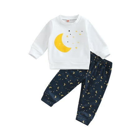 Bagilaanoe 2Pcs Toddler Baby Boy Long Pants Set Moon Star Print Long Sleeve Sweatshirt Pullover Tops+ Trousers 6M 12M 2T 3T 4T 5T Kids Fall Casual Sweatsuit
Bagilaanoe 2Pcs Toddler Baby Boy Long Pants Set Moon Star Print Long Sleeve Sweatshirt Pullover Tops+ Trousers 6M 12M 2T 3T 4T 5T Kids Fall Casual Sweatsuit