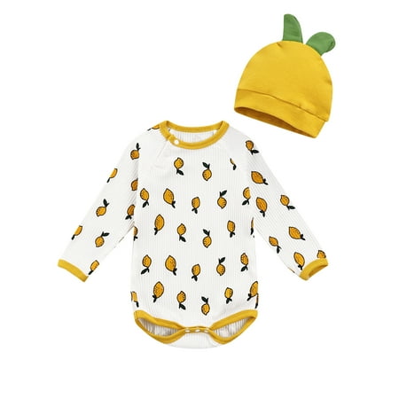 Canrulo Autumn 2Pcs Baby Girls Rompers with Hat Newborn Cartoon Lemon Print Long Sleeve Bodysuit Outfits White Yellow 9-12 Months
Canrulo Autumn 2Pcs Baby Girls Rompers with Hat Newborn Cartoon Lemon Print Long Sleeve Bodysuit Outfits White Yellow 9-12 Months