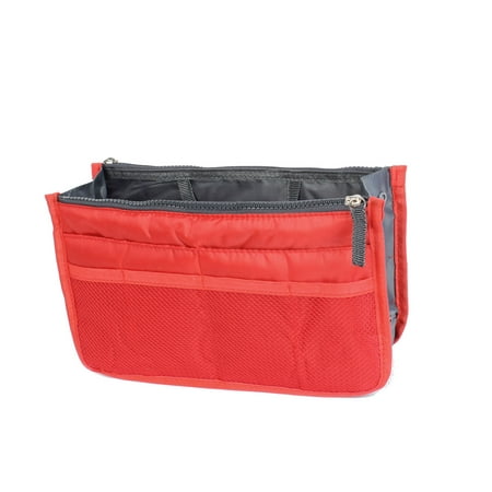 Red Cosmetic Makeup Storage Handbag Tote Insert Purse Organizer Pouch Bag - 0