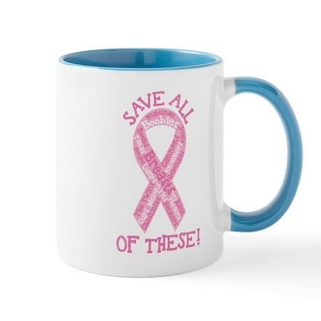 CafePress - Breast Cancer Awareness Save All Of T Mug - 11 oz Ceramic Mug - Novelty Coffee Tea Cup
CafePress - Breast Cancer Awareness Save All Of T Mug - 11 oz Ceramic Mug - Novelty Coffee Tea Cup
