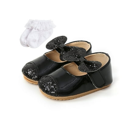 Sanviglor Infant Dress Sandal Rubber Soft Sole Sandals Bow Princess Shoes Casual Comfortable Cute First Walking Shoe Lightweight Magic Tape Loafers Black With Sock 6C
Sanviglor Infant Dress Sandal Rubber Soft Sole Sandals Bow Princess Shoes Casual Comfortable Cute First Walking Shoe Lightweight Magic Tape Loafers Black With Sock 6C