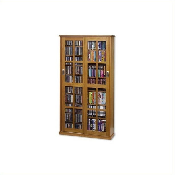 Leslie Dame 62 Cd Dvd Wall Media Cabinet In Oak Walmart Com Walmart Com