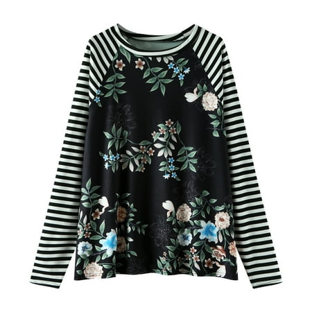 QYZEU Black Pajama Shirt for Women Women S Long Sleeved Shirts Long Striped Top Womens Casual Floral Neck Sleeve Stitching Round Women S Blouse
QYZEU Black Pajama Shirt for Women Women S Long Sleeved Shirts Long Striped Top Womens Casual Floral Neck Sleeve Stitching Round Women S Blouse