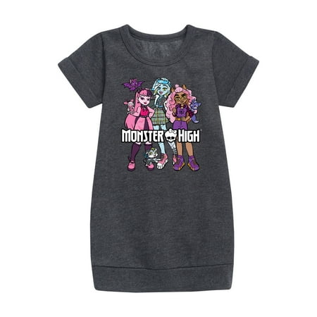 Monster High - Group With Pets - Toddler And Youth Girls Fleece Dress