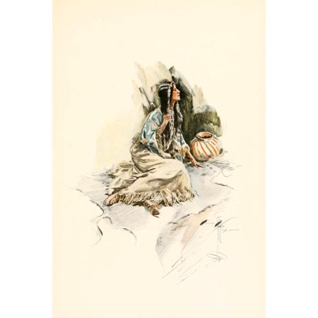 Posterazzi The Song of Hiawatha 1906 Red Indian squaw with pot Canvas Art - Harrison Fisher (24 x 36)