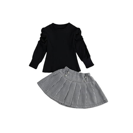 Musuos Little Girls Puff Sleeve Knit Pullover Sweater Tops A-Line Plaid Pleated Mini Skirt
Musuos Little Girls Puff Sleeve Knit Pullover Sweater Tops A-Line Plaid Pleated Mini Skirt