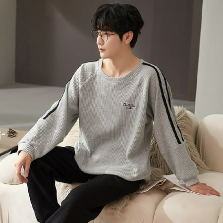 PIKADINGNIS Mens Pajamas Set Spring Autumn Leisure Elastic Waist Men Sleepwear Cotton Mens Long Sleeve Nightwear Trousers Homewear Clothes
PIKADINGNIS Mens Pajamas Set Spring Autumn Leisure Elastic Waist Men Sleepwear Cotton Mens Long Sleeve Nightwear Trousers Homewear Clothes