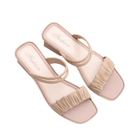 huanledash Women Sandals Thick Heel Candy Color Summer Pleated Upper Square Head Slippers for Beach
huanledash Women Sandals Thick Heel Candy Color Summer Pleated Upper Square Head Slippers for Beach
