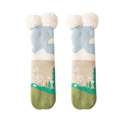 Zlekejiko Women Cute Style Lamb Velvet Socks Autumn And Winter Home Plus Velvet Thick Floor Socks