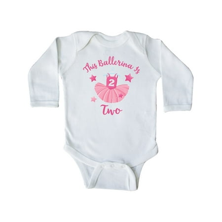 Inktastic Ballerina 2nd Birthday Gift Baby Girl Long Sleeve Bodysuit