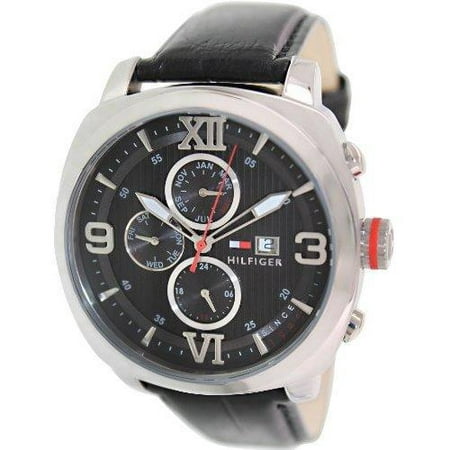 Tommy Hilfiger Multifunction Black Leather Strap Men's watch #1790967