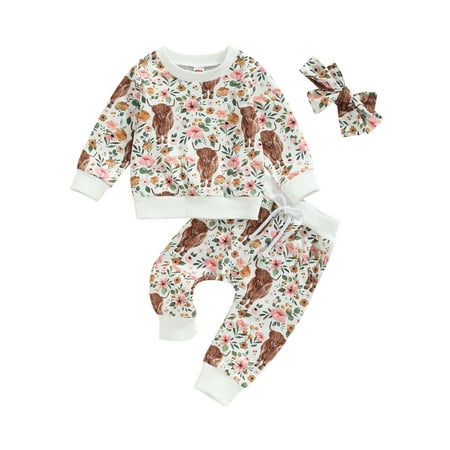 Qtinghua Infant Baby Girls Clothes Floral Cow Print Long Sleeve T-shirt Tops Long Pants Headband 3Pcs Set White 2-3 Years
Qtinghua Infant Baby Girls Clothes Floral Cow Print Long Sleeve T-shirt Tops Long Pants Headband 3Pcs Set White 2-3 Years